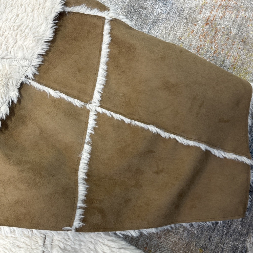 Y2K Boho Sherpa Suede Vest Western Festival Fairycore Layering‎ Small - Picture 4 of 13
